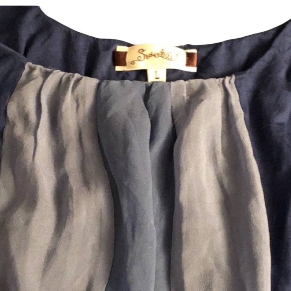 Soho Tees Large sheer shades of blue camisole top pair with shorts skirts flowy